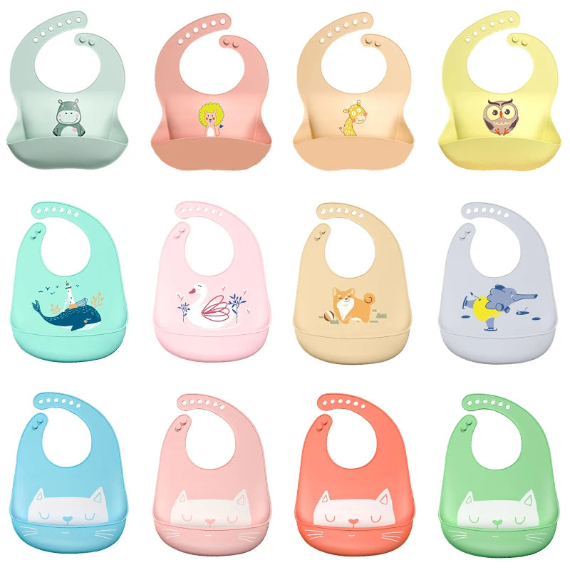 Waterproof Silicone Cartoon Animal Baby Bib