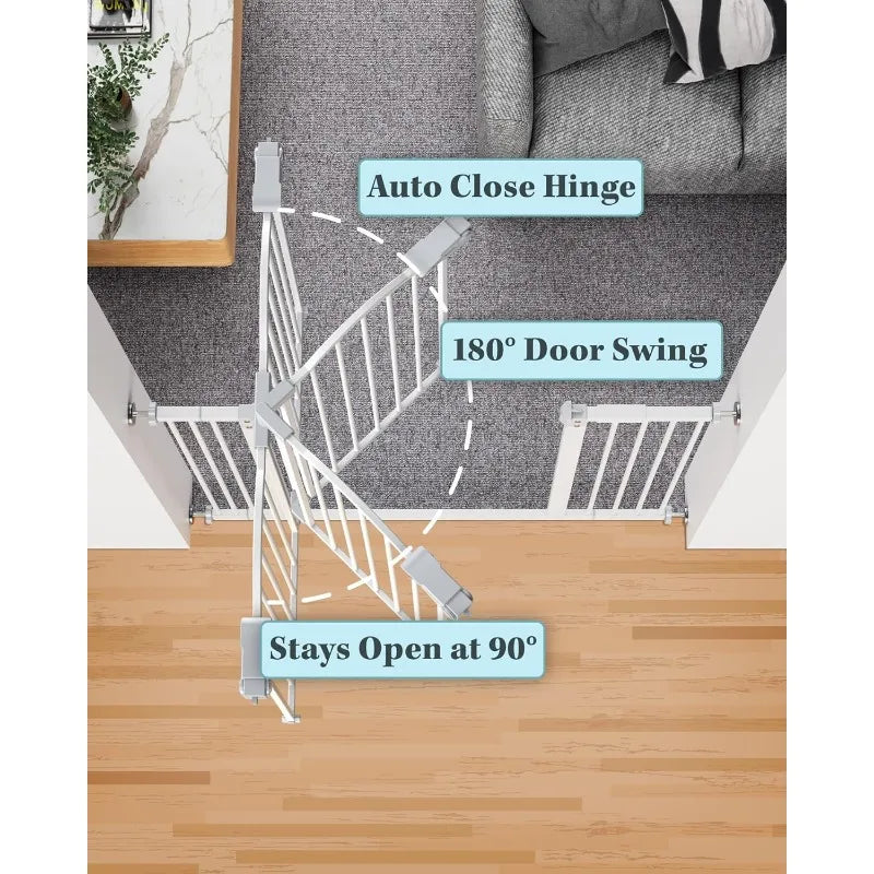 39.6&quot; Dog Gate for Stairs &amp; Doors – 30&quot; Tall Safety Gate in White