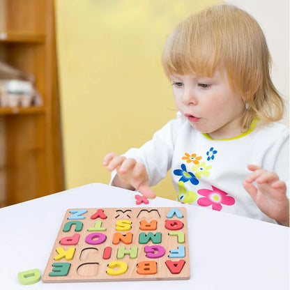 Wooden Baby Alphabet and Number Puzzle - Montessori